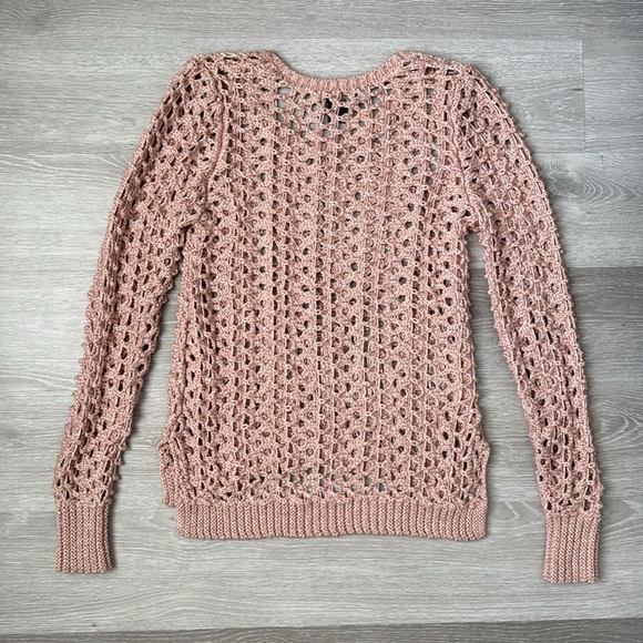 Lucky Brand Crochet Openwork Pink Knit Sweater Top | EUC Size S - Picture 3 of 6